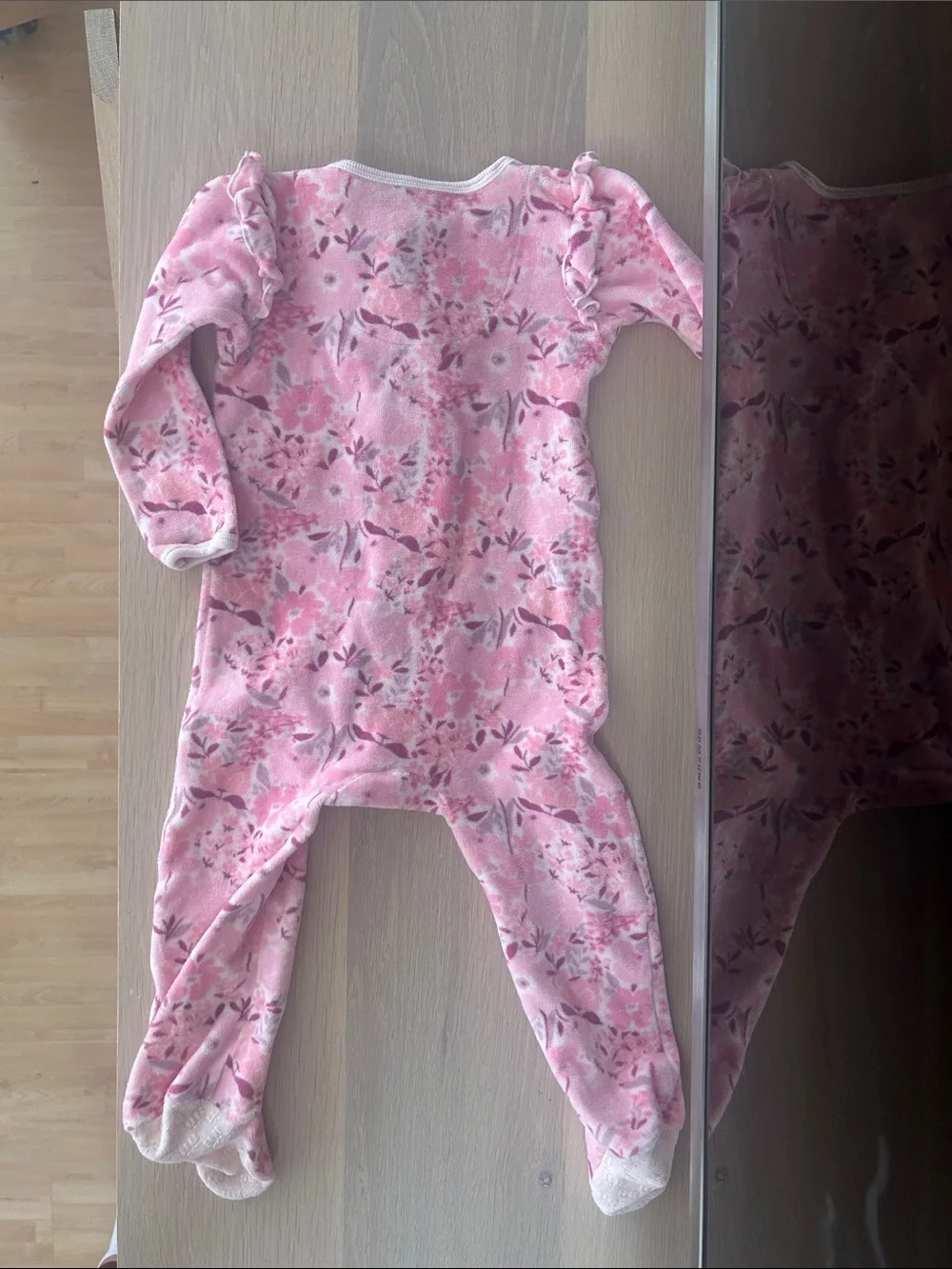 Magnetic Me Pink Floral Ruffle Magnetic Footie Pajamas 12-18M